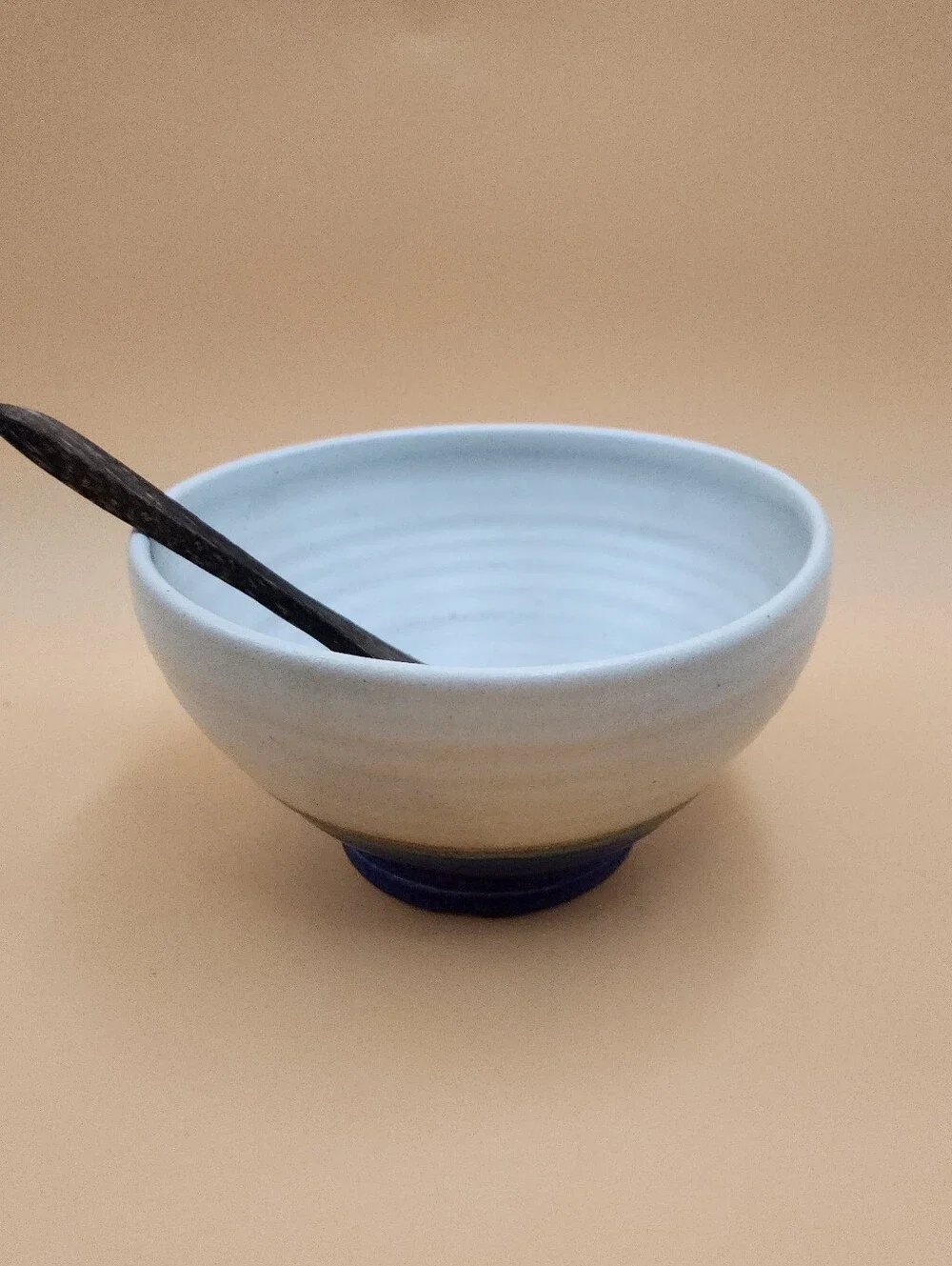 Artisan Japanese Style Tea Bowl Ceramic in Ombre Blues and Neutral colors